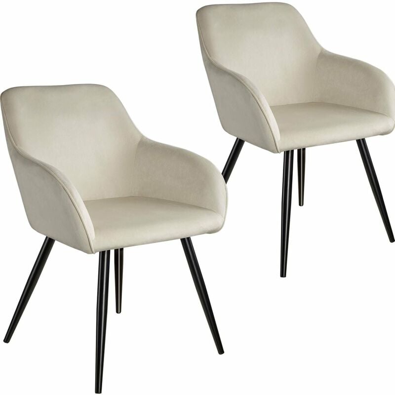 Helloshop26 - Lot de 2 chaises pieds noir siège de salon cuisine salle à manger design élégant velours beige