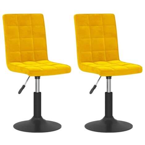 Lot de 2 Chaises pivotantes à manger，Chaise de cuisine jaune moutarde velours CFW91342