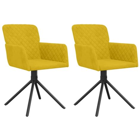 Lot de 2 Chaises pivotantes à manger,Chaise de cuisine Jaune Velours CFW13229