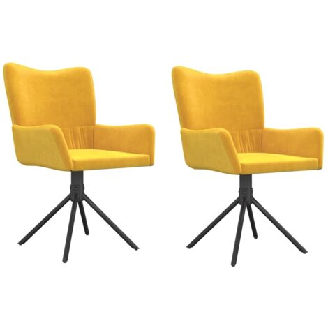 Lot de 2 Chaises pivotantes à manger,Chaise de cuisine Jaune Velours CFW15818