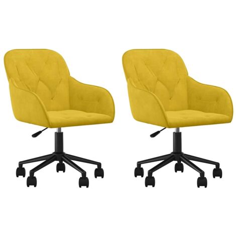 Lot de 2 Chaises pivotantes à manger,Chaise de cuisine Jaune Velours CFW44936