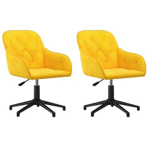Lot de 2 Chaises pivotantes à manger,Chaise de cuisine Jaune Velours CFW62414