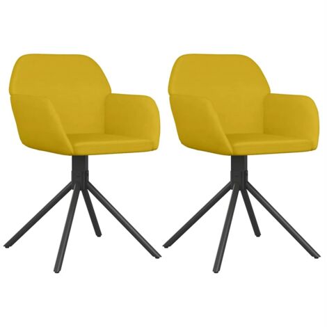 Lot de 2 Chaises pivotantes à manger,Chaise de cuisine Jaune Velours CFW98308