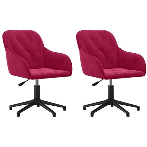 Lot de 2 Chaises pivotantes à manger，Chaise de cuisine Rouge bordeaux Velours CFW76031