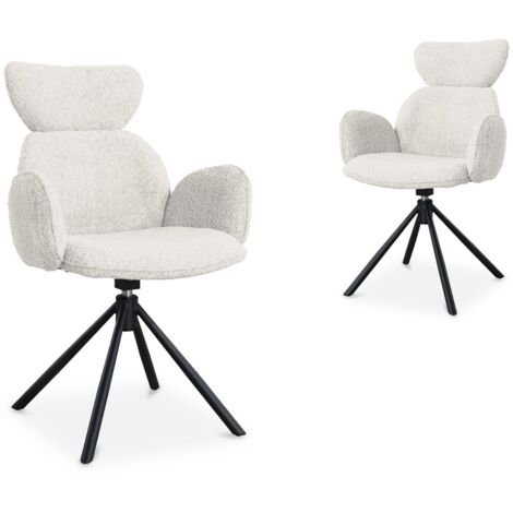 Lot de 2 chaises pivotantes avec accoudoirs en tissu effet peau