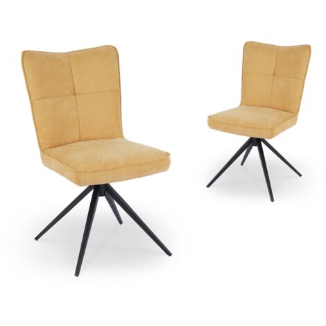 Lot de 2 chaises pivotantes en tissu jaune FELICIE