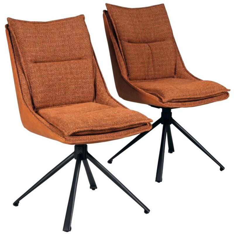 Le Quai Des Affaires - Lot de 2 chaises pivotantes de salle à manger java / Brun brique/