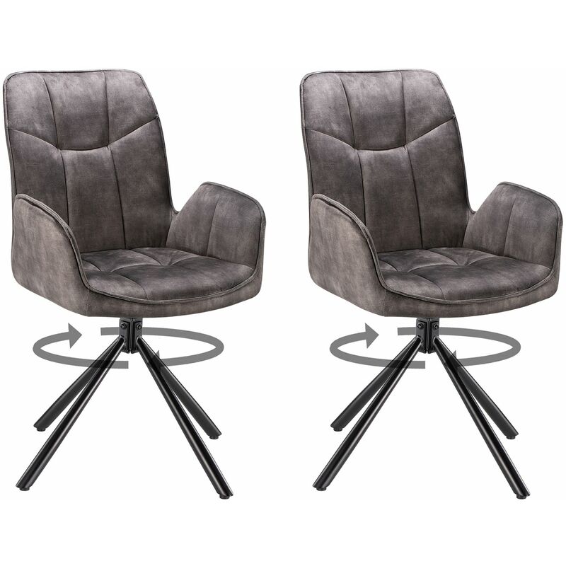Lot de 2 chaises pivotantes MARIBOR en tissu coloris anthracite