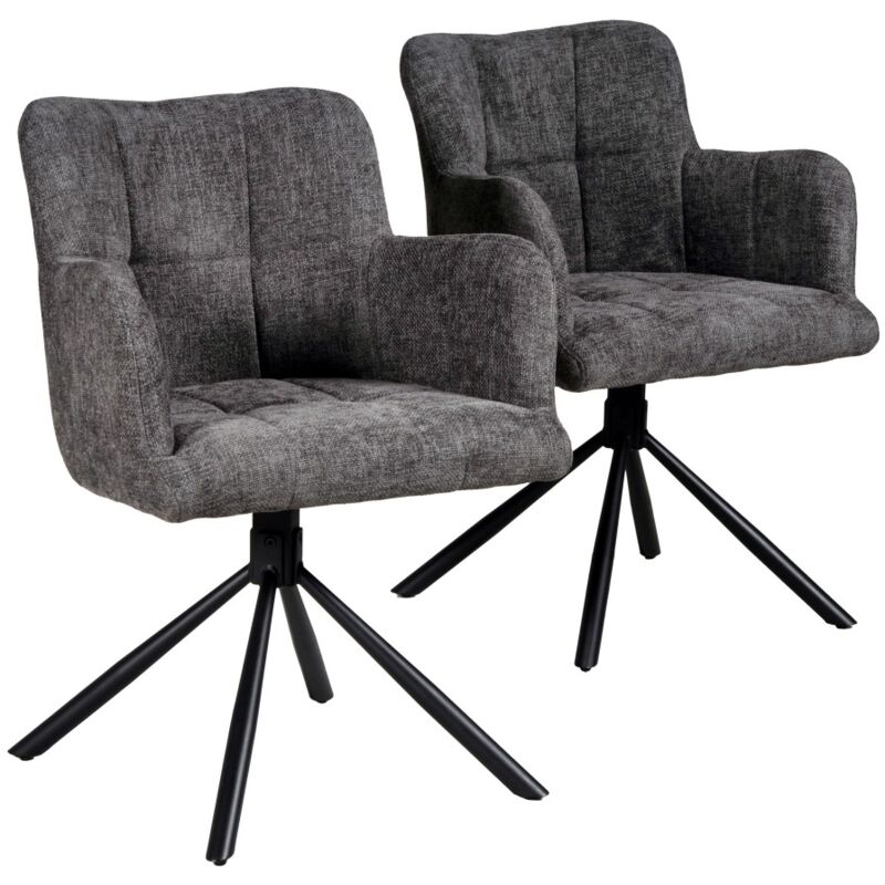 Le Quai Des Affaires - Lot de 2 chaises pivotantes de salle à manger mila/ Gris foncé/