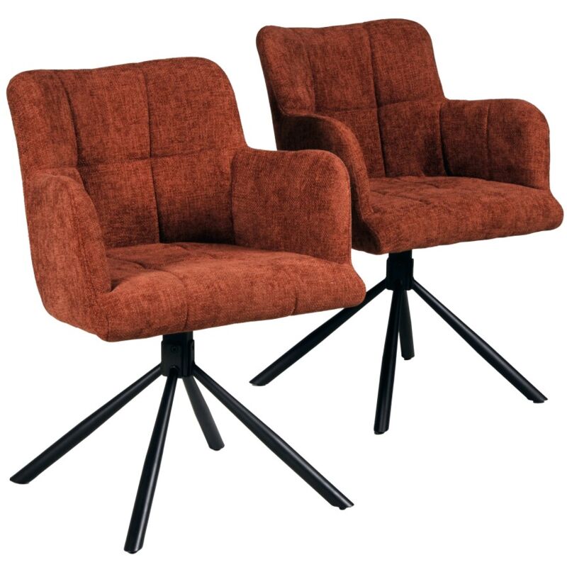 Le Quai Des Affaires - Lot de 2 chaises pivotantes de salle à manger mila/ Brun brique/