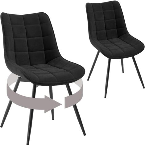 Lot de 2 Chaises Pivotantes Salle à Manger WOLTU, Chaises de Cuisine, Tissu en Velours, Pieds en Métal, Noir