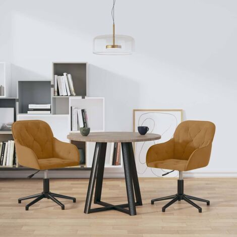 Lot de 2 Chaises pivotantes scandinave  Chaises de salle à manger Marron Velours 89414