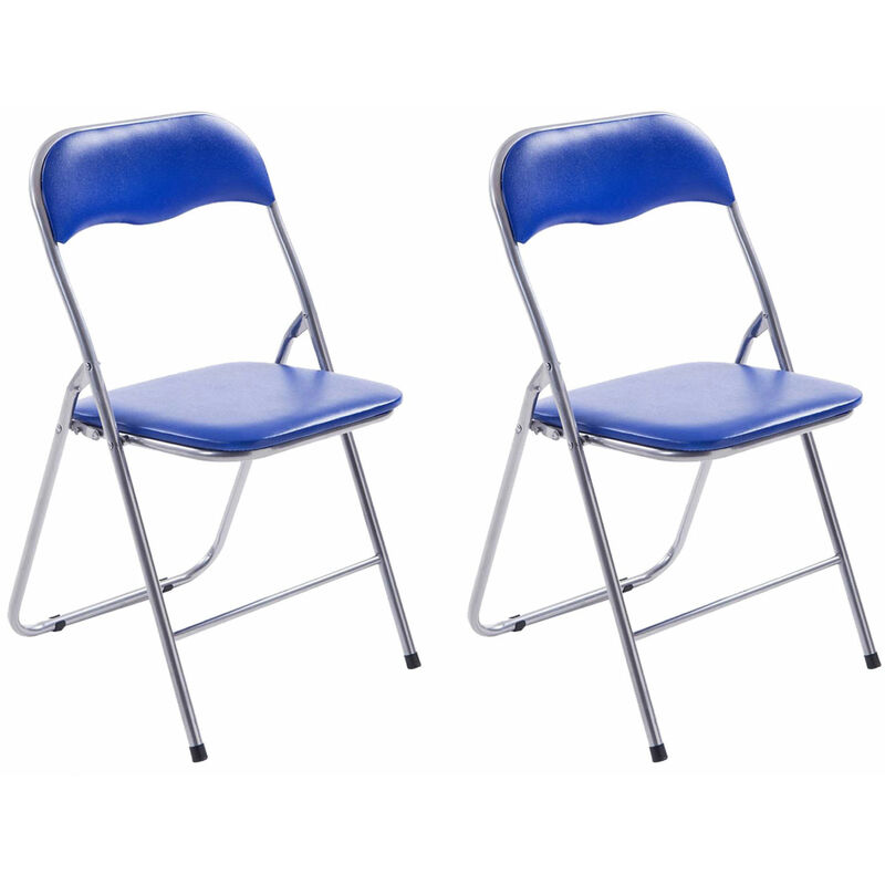 CLP - Lot de 2 Chaises pliables Felix Bleu / Argent