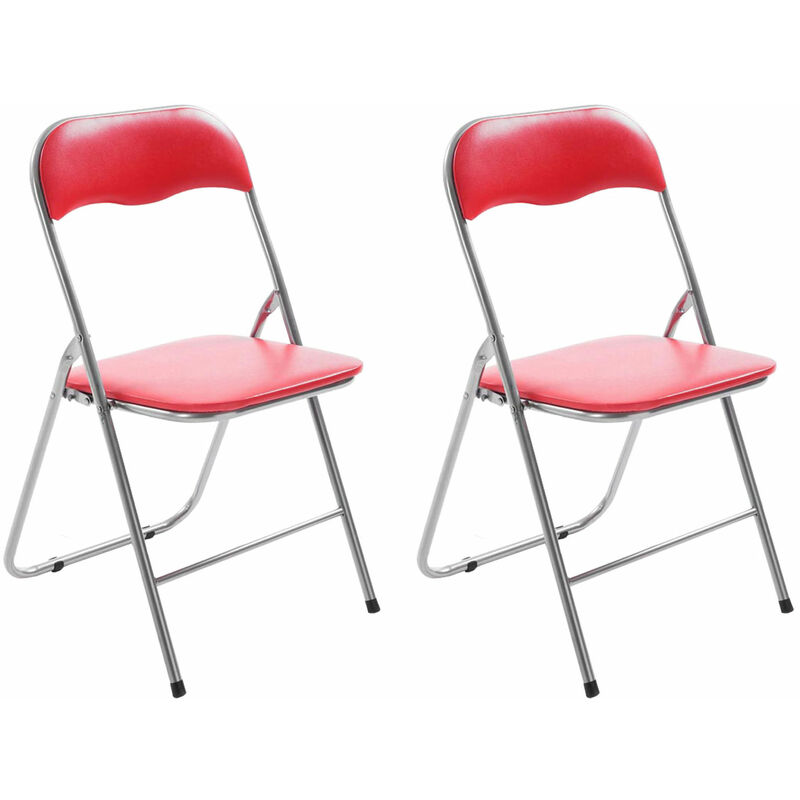 CLP - Lot de 2 Chaises pliables Felix Rouge / Argent