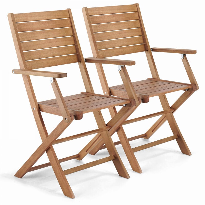 Oviala - Lot de 2 fauteuils en bois d'eucalyptus - Marron