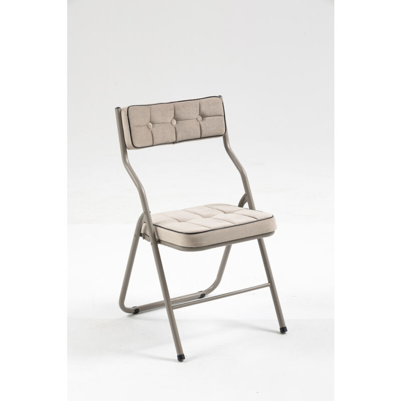 Liberté - Lot de 2 Chaises pliantes avec coussin en velours rembourrée et cadre en acier, kaki
