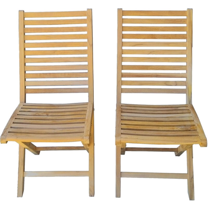 Lot de 2 chaises pliantes balea Teck Premium