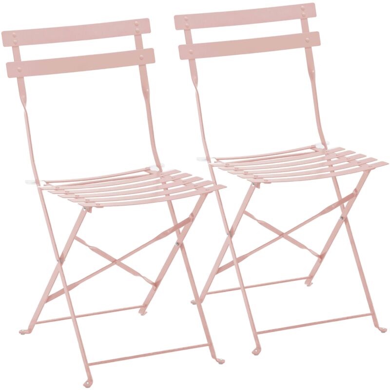 Lot de 2 chaises pliantes en acier rose poudré