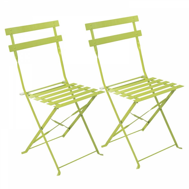 Oviala - Lot de 2 chaises pliantes en acier vertes - Vert