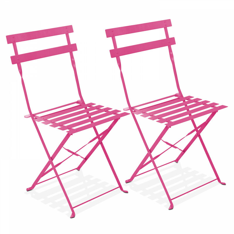 Lot de 2 chaises pliantes en acier roses - Rose
