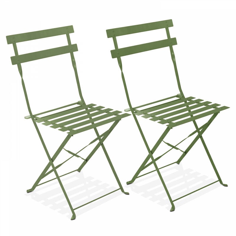Lot de 2 chaises pliantes acier vert cactus - Vert