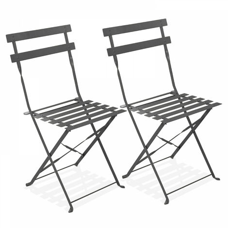 Lot de 2 chaises pliantes bistrot Rome Gris 103557 Lot de 2 chaises pliantes bistrot Rome Gris 103557