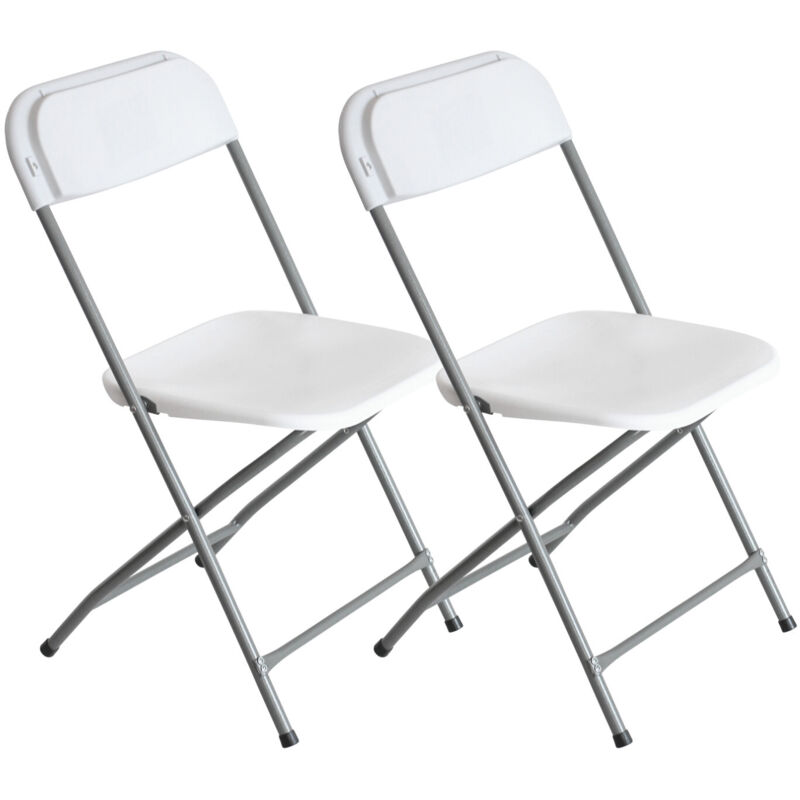 Lot de 2 chaises pliantes blanches 49x44.5x80.5cm 7house