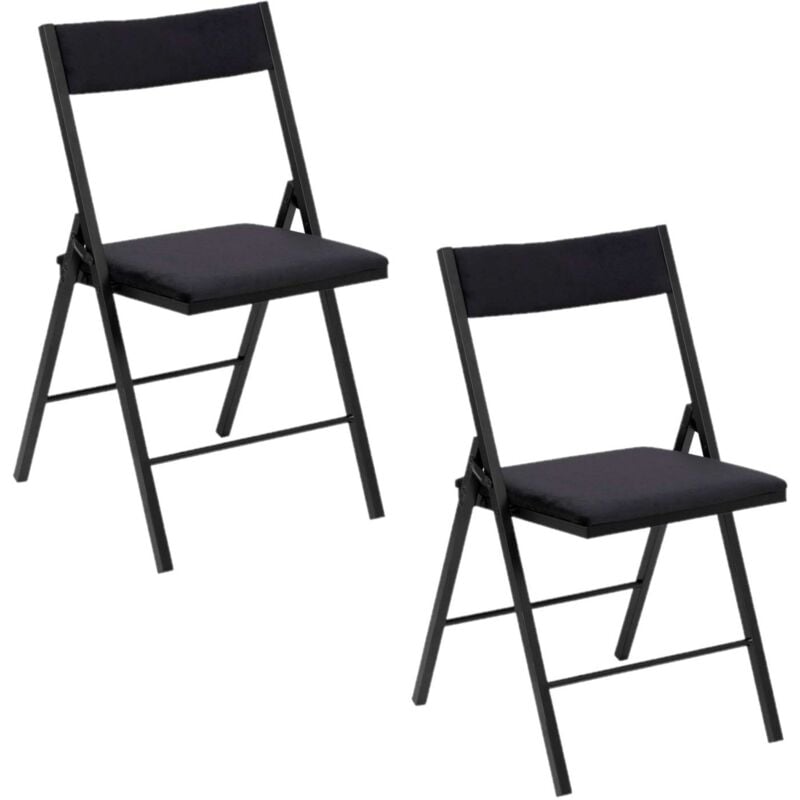 Lot de 2 chaises pliantes carrées en velours