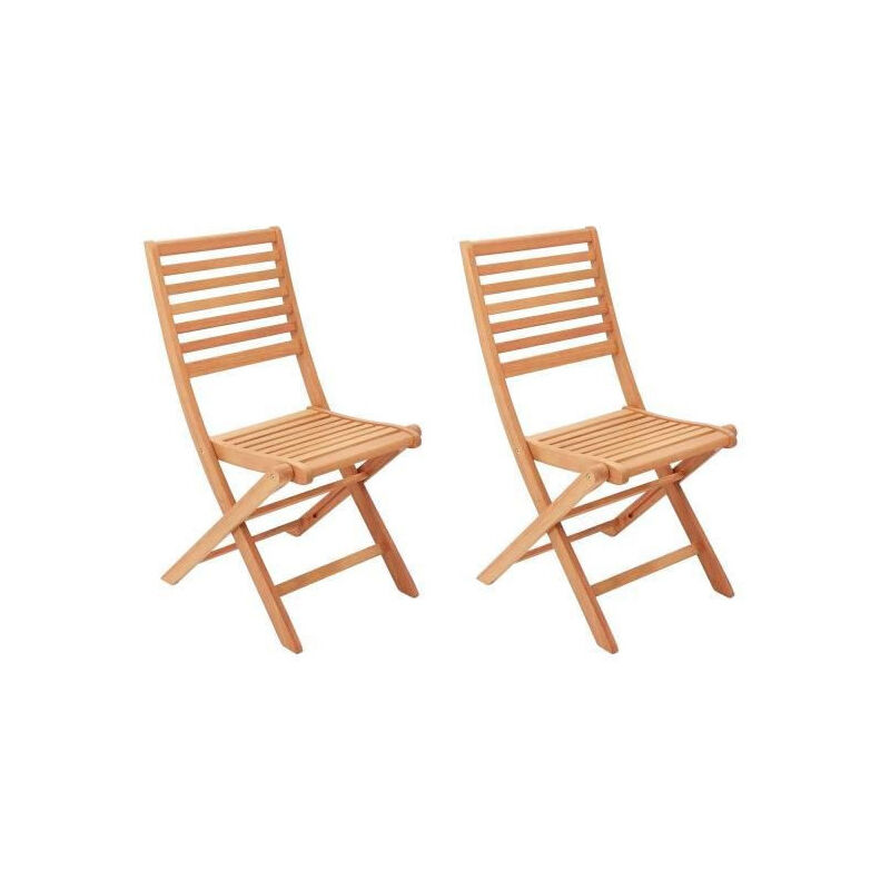 Lot de 2 chaises de jardin pliantes en eucalyptus FSC - 57 x 46,5 x 90 cm