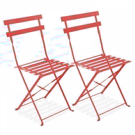 Lot de 2 chaises pliantes en acier rouges