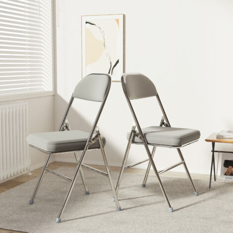 Lot de 2 Chaises Pliantes en Similicuir Durable – Faciles à Nettoyer & Gain de Place Maximal – Idéal Bureau/Salle à Manger/Extérieur/Mariage (Design Polyvalent)