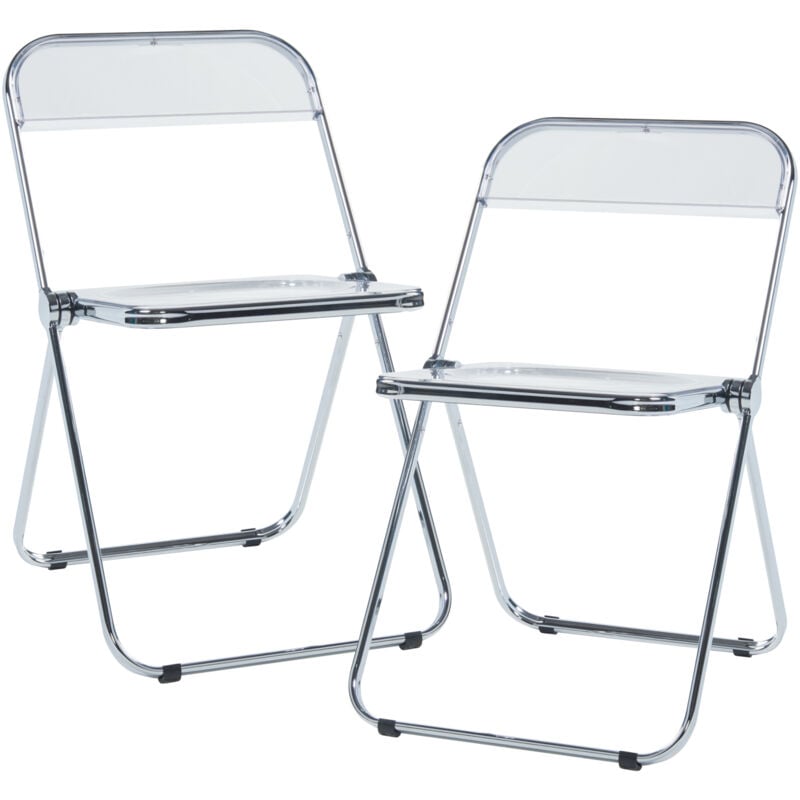 Lot de 2 chaises pliantes Pornainen 74 x 46 x 47 cm transparent [en.casa]