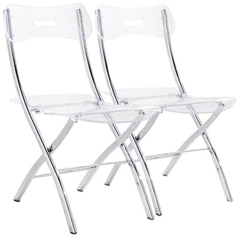 Lot de 2 chaises pliantes WIDOW en polycarbonate transparent - transparent