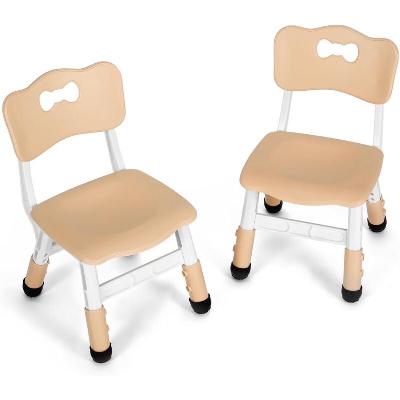 Lot de 2 Chaises pour Enfants en Plastique,Chaise de Bureau,Réglable en Hauteur,Tabouret Capacité Portante 100kg (Jaune)