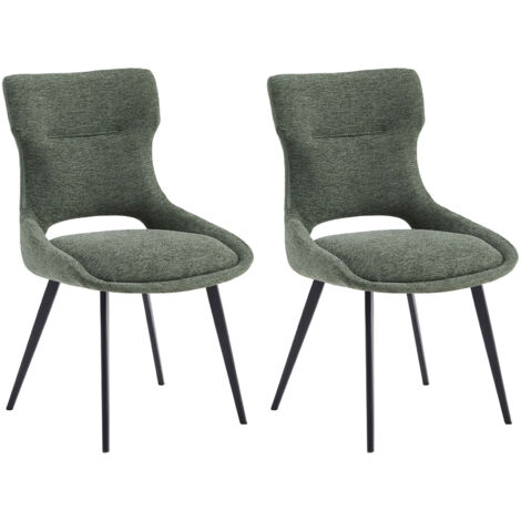 Lot de 2 chaises repas 42x54x87 cm en tissu vert olive - KYSI