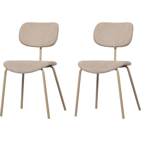 Lot de 2 chaises repas 44x52x78 cm en velours côtelé sable