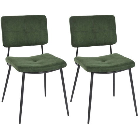 Lot de 2 chaises repas 45,5x54x82 cm en tissu vert foncé - PIDEA