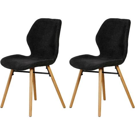 Lot de 2 chaises repas 46x53x84 cm en tissu noir - KRISTEN