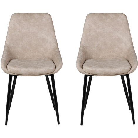 Lot de 2 chaises repas 48x55x84 cm en tissu daim beige - ORMOY