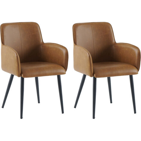 Lot de 2 chaises repas 55x60x83 cm en PU camel - VENTER