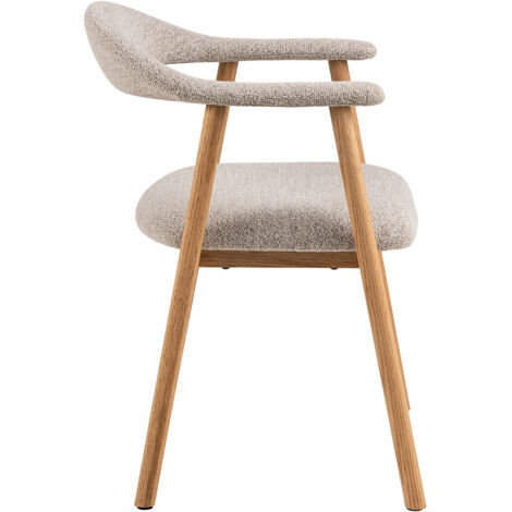 Lot de 2 chaises repas 56x54x75,5 cm en tissu bouclette beige