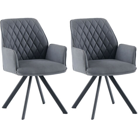 Lot de 2 chaises repas 56x62x87 cm en microfibre gris - VENTER