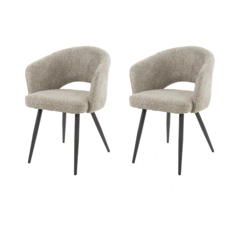 Lot de 2 chaises repas 58x56x81 cm en tissu bouclette sable