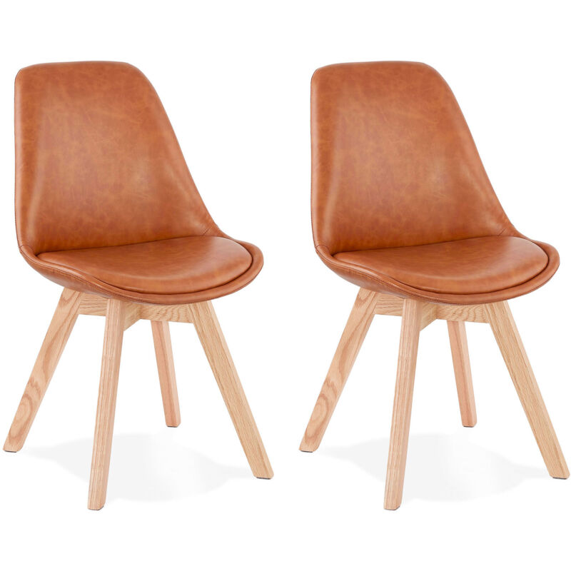 M&s - Lot de 2 chaises repas en pu camel et pieds naturels - sarah