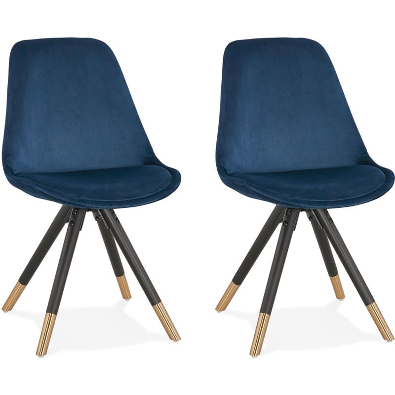 M&s - Lot de 2 chaises repas en tissu bleu et pieds noirs - kraft