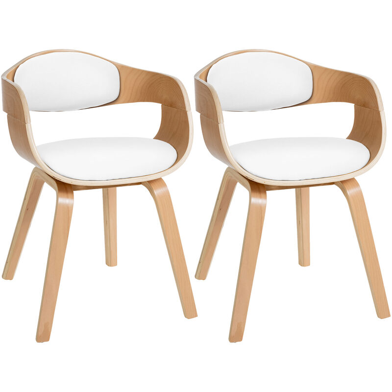 CLP - Ensemble de 2 chaises Kingston en fausse nature / cuir blanc