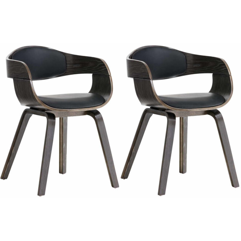 CLP - Ensemble de 2 chaises Kingston en fausse peau noire / gris