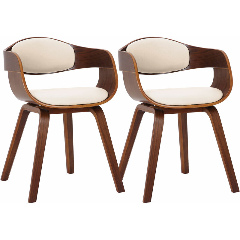 CLP - Ensemble de 2 chaises Kingston en fausse noix / cuir crème