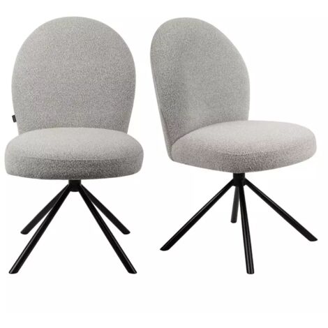 Lot de 2 chaises rotatives 180° en tissu gris et métal noir - JULIEN