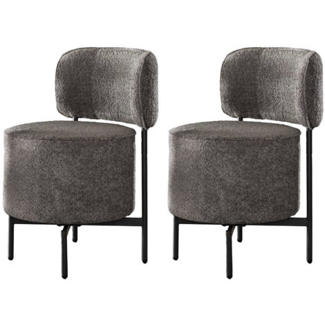 Lot de 2 chaises rotatives 51x61x82 cm en tissu bouclette gris